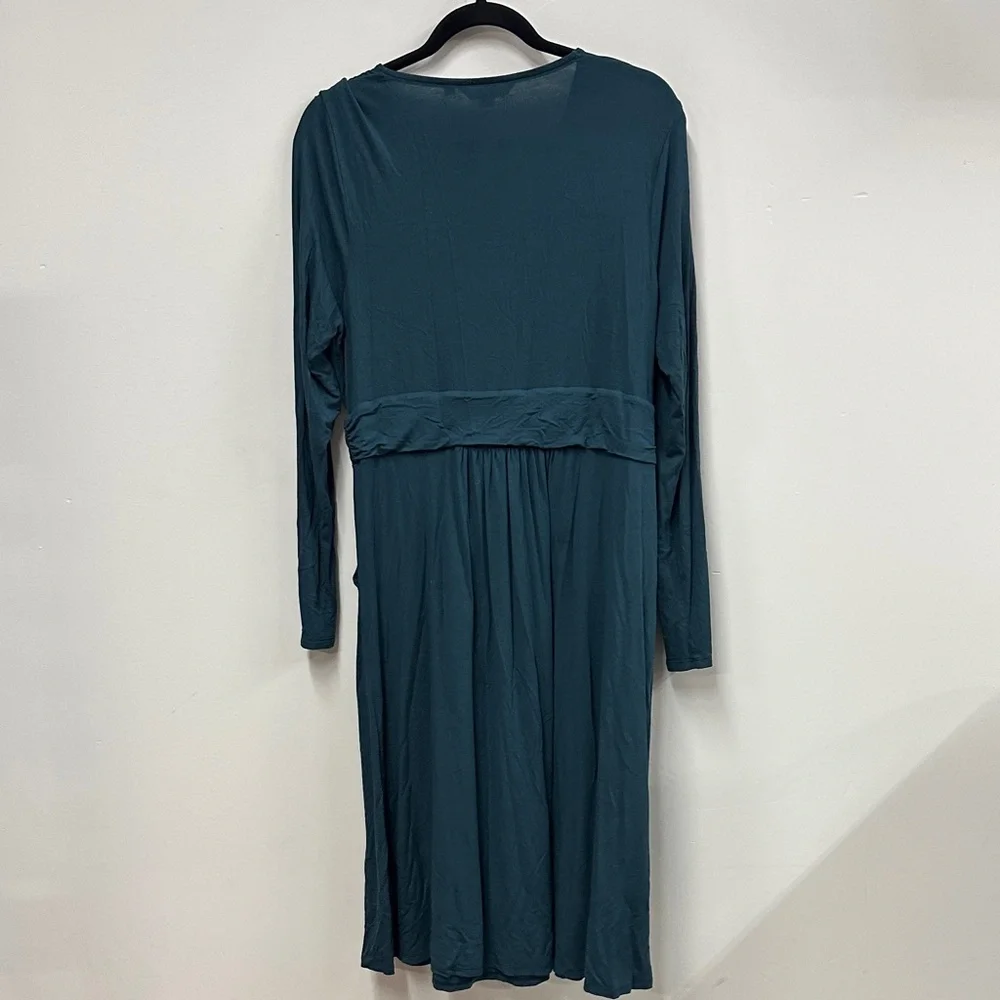 Boden Teal Long Sleeve faux Wrap Dress 12